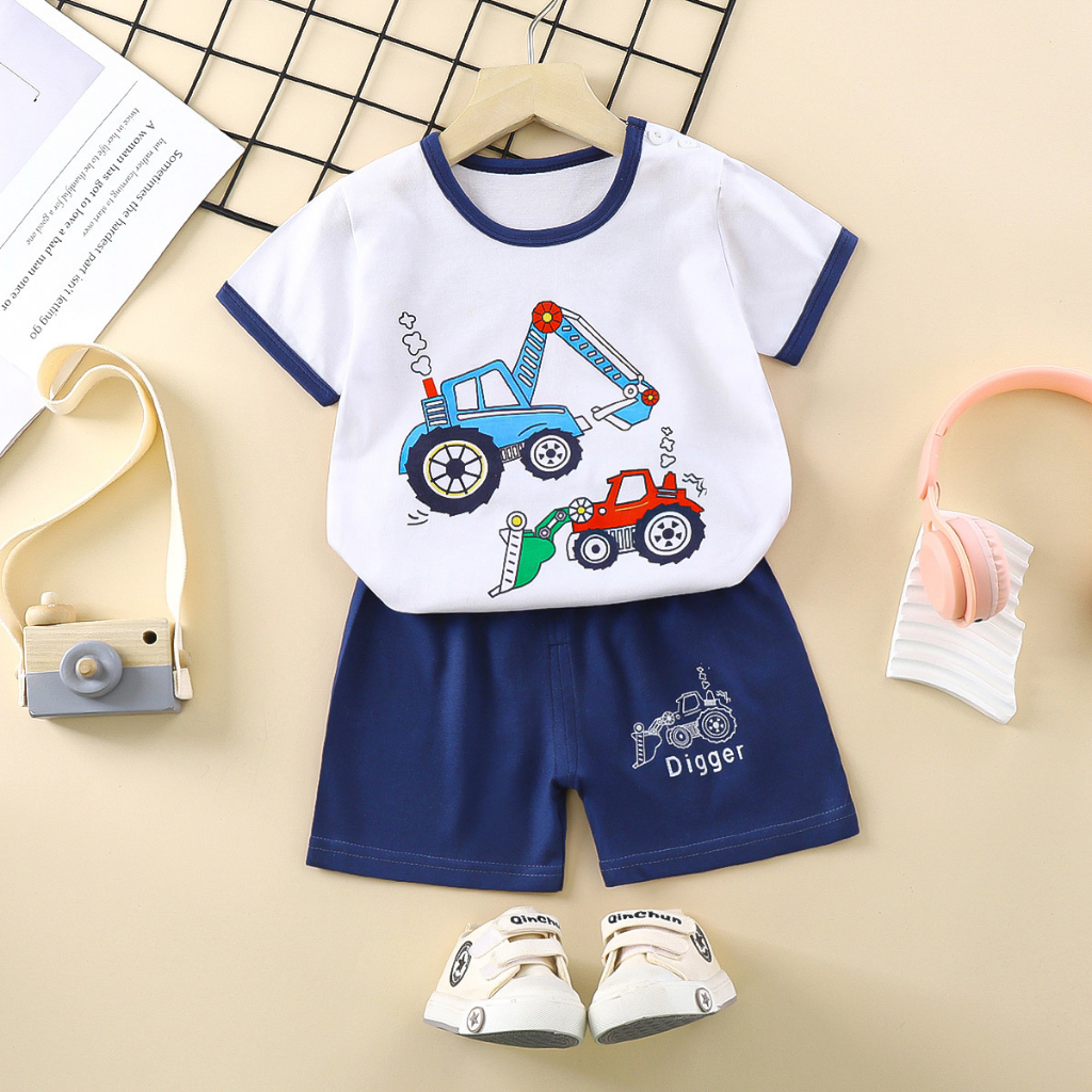 BABY STORE01 - BBA6 SETELAN ANAK 0- 3 TAHUN BAJU SETELAN ANAK PIYAMA TIDUR PENDEK JUMPER ANAK BAYI
