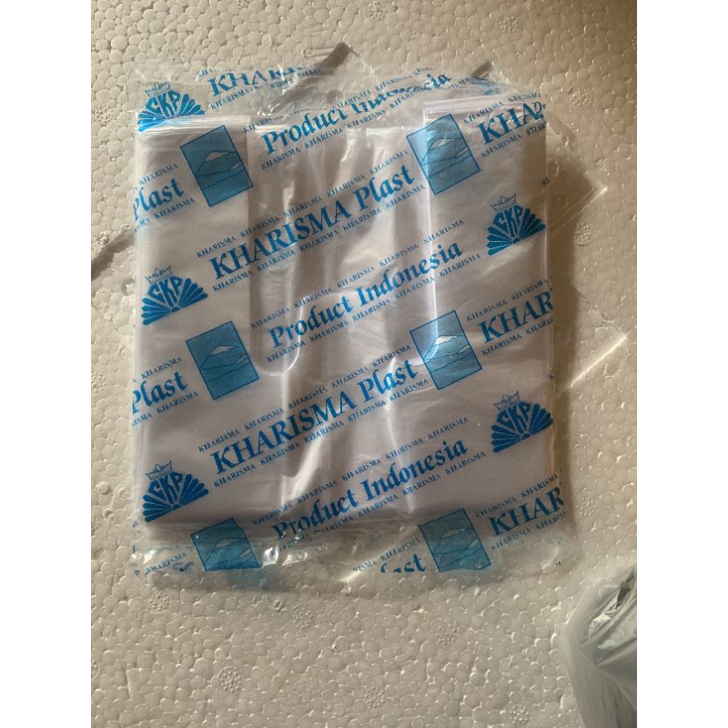 Kantong Plastik Kharisma 15 Bening Bungkus Biru / Kantong Kresek Kecil Praktis