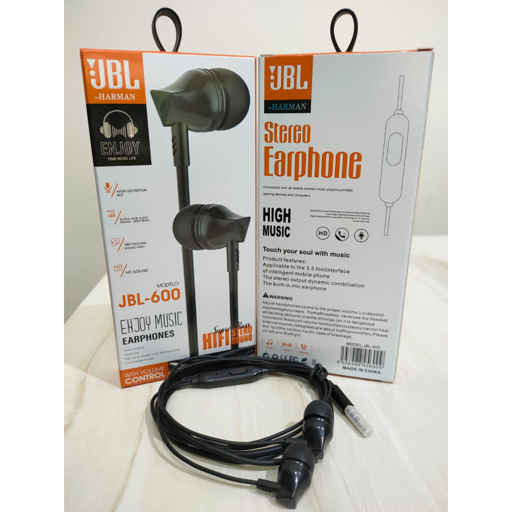 Handfree JBL - 600 Suara Jernih Stereo Earphone  JBL - 600 Kualitas Original