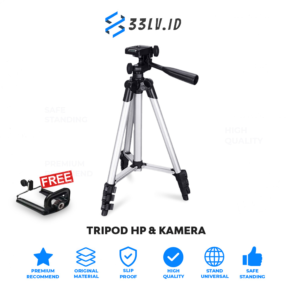 【33LV.ID】 Tripod 3110 - Tripod HP dan Kamera Universal 1M+ Free Holder U NON PACK