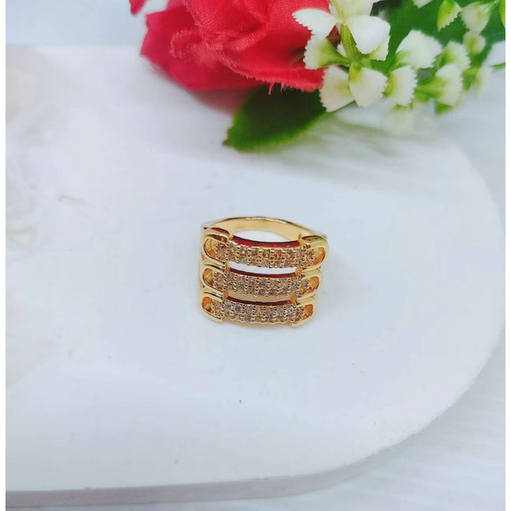 Cincin Xuping Mata Full Laois Emas Perhiasan Fashion R133 134