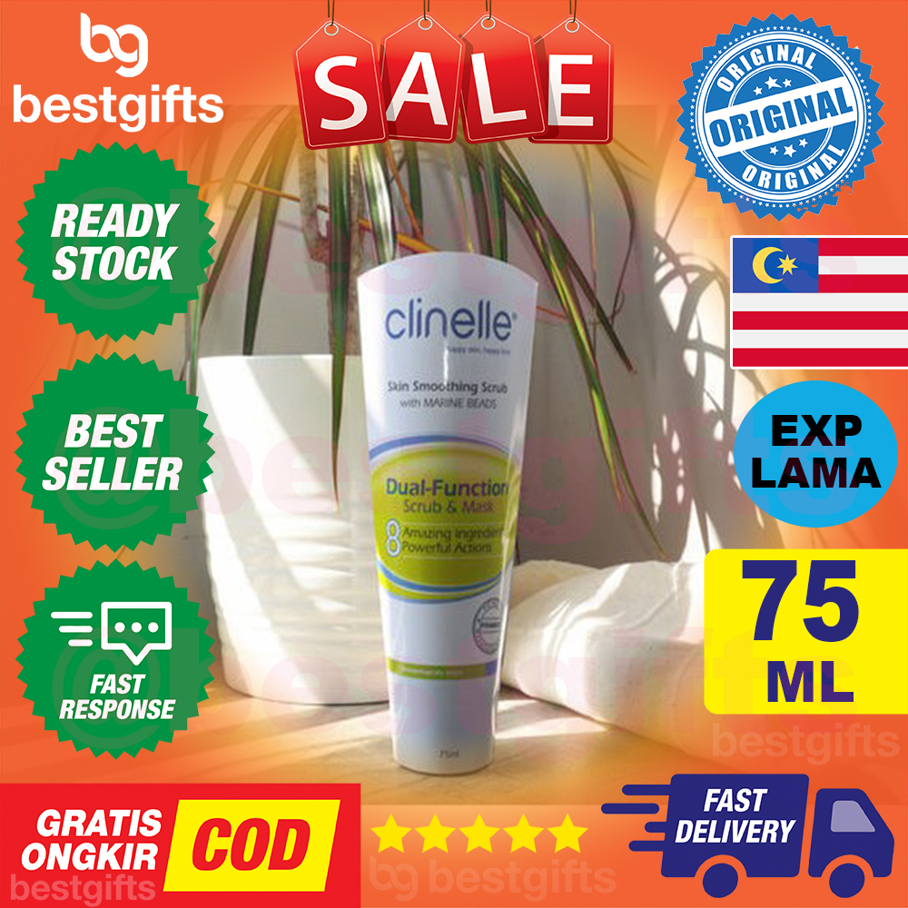 CLINELLE SKIN SMOOTHING SCRUB UNTUK EKSFOLIAN DAN MASKER WAJAH MENGANGKAT KULIT MATI 75 ML