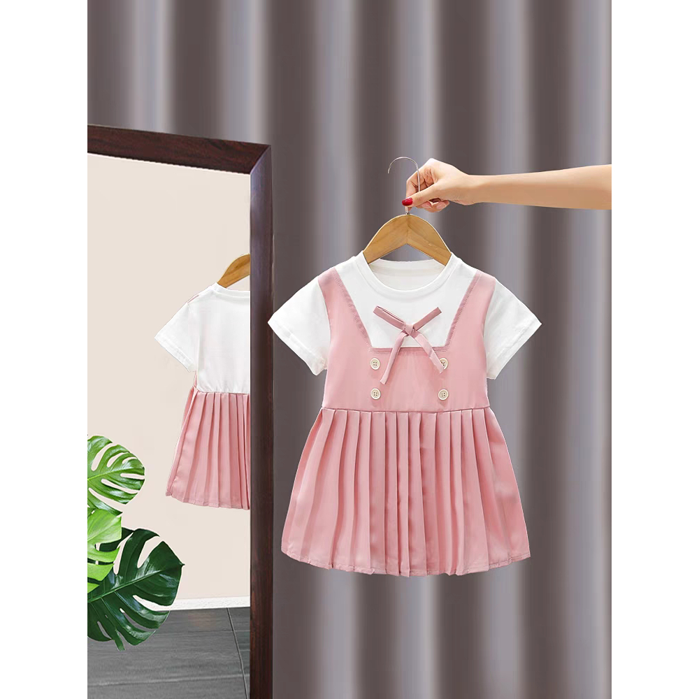 Bayi - 2 Tahun - Dress Anak Meilin Korea Style | Dress Premium Kualitas Import Baju Anak Perempuan Gaya Korean Dres Lengan Pendek Babycinnamon