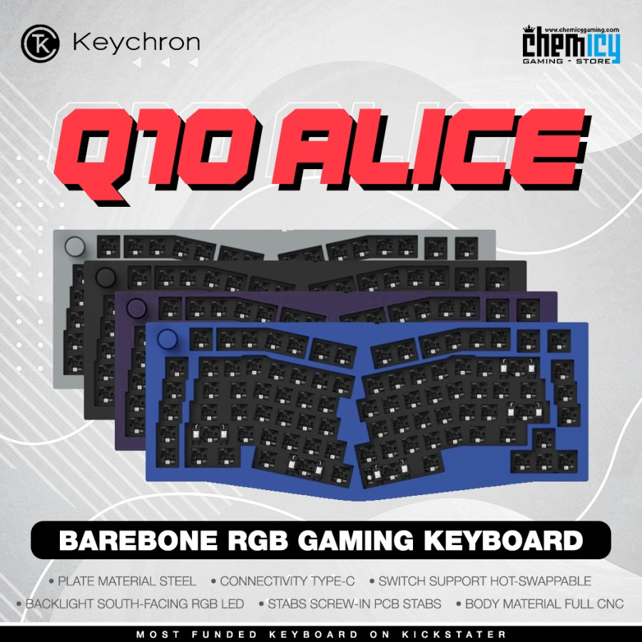 Keychron Q10 QMK Alice Barebone RGB Mechanical Gaming Keyboard