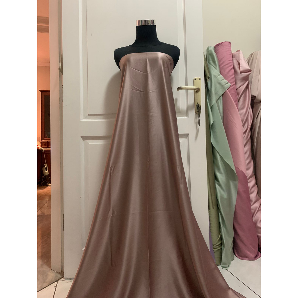 Bahan Satin Maxmara Silk Lux Premium Meteran Mewah Warna Hazelnut