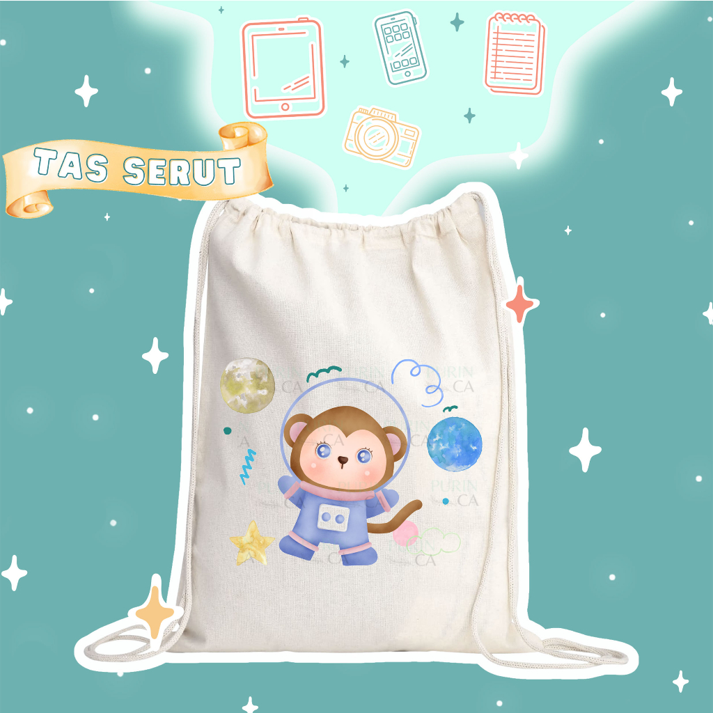 Tas Serut dan Tote bag Astronaut Animal