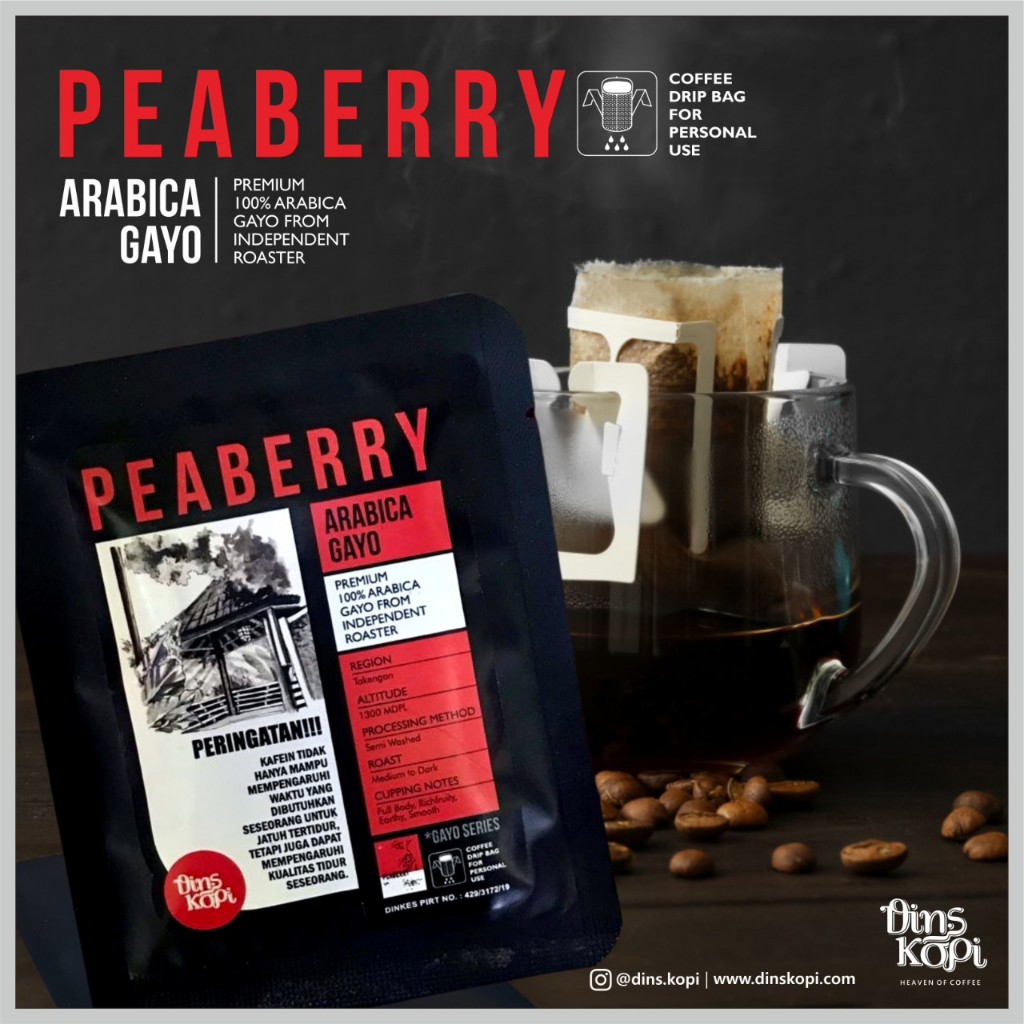 

Kopi Arabika PEABERRY Arabica Specialty Coffee Bubuk - Drip Bag