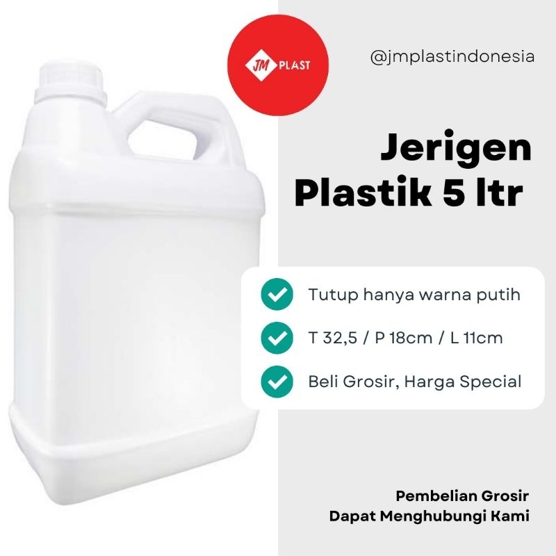 JERIGEN BENING TRANSPARAN PUTIH SUSU JRIGEN 5 LITER + TUTUP DAN INNER