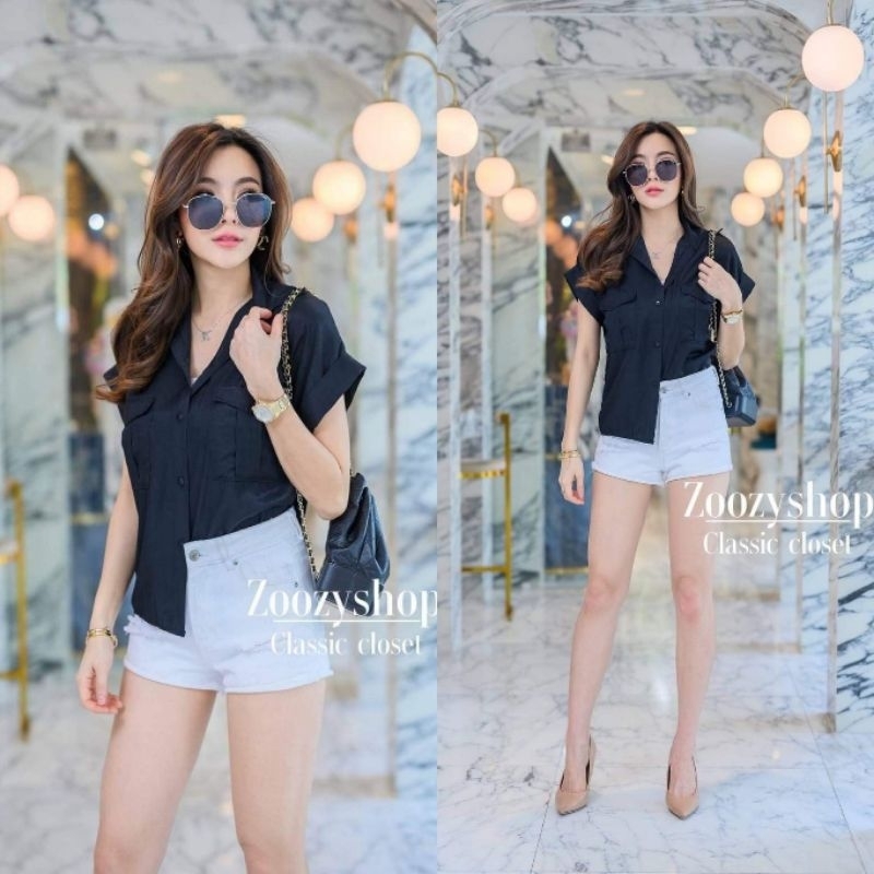 KEMEJA ZOOZY TWO POCKET FASHION WANITA IMPORT BANGKOK CODE 24