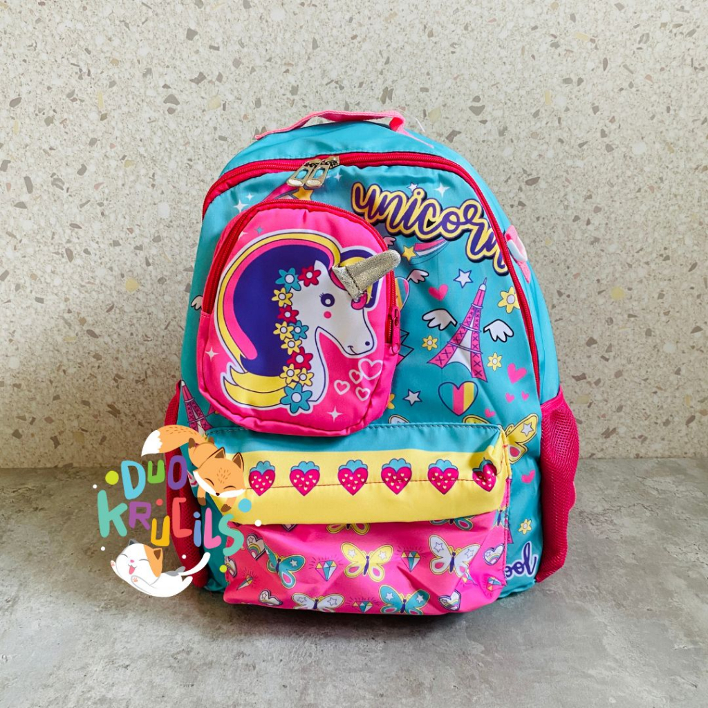 TAS UNICORN colourful anak sekolah TK dan SD import premium