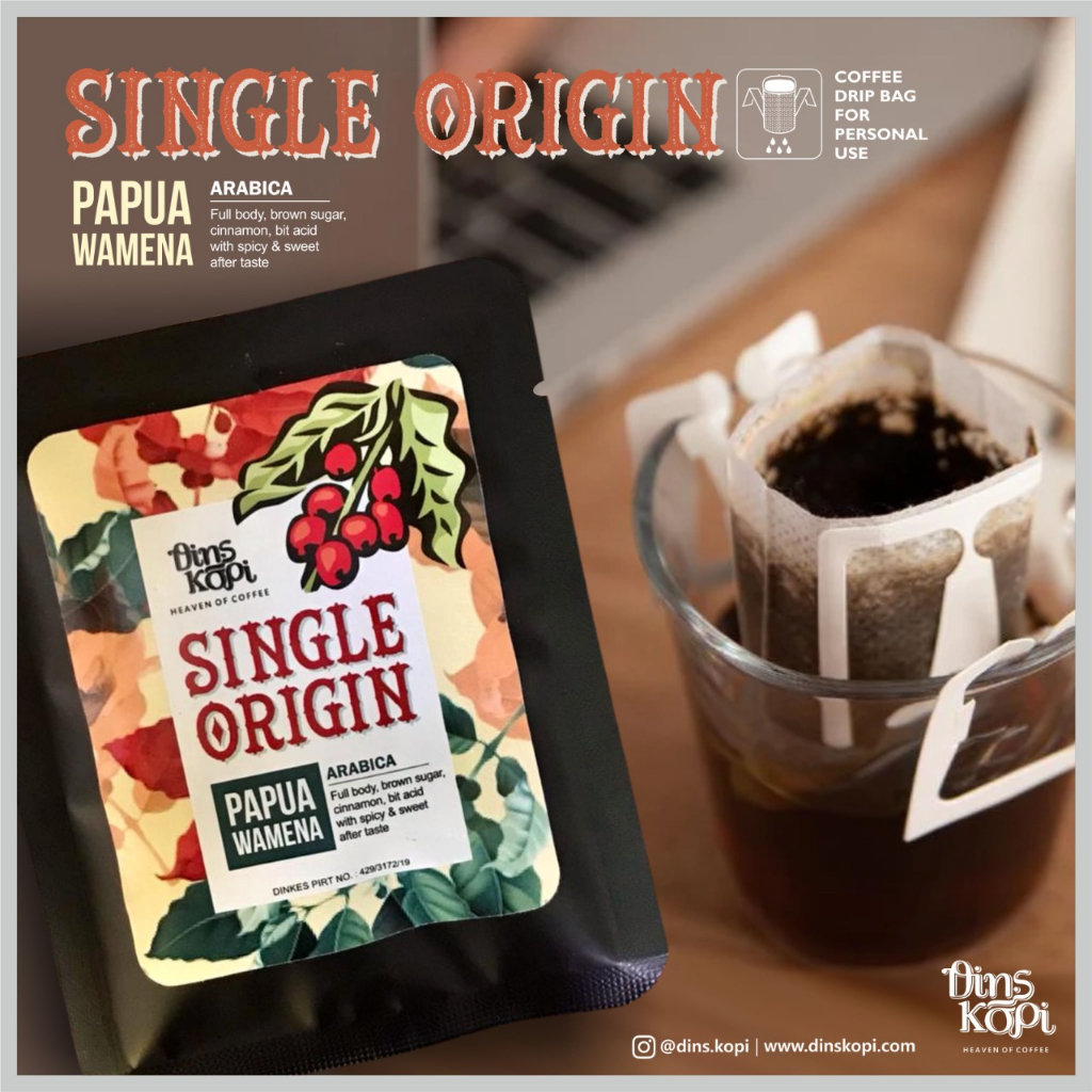 

Kopi Arabika Single Origin - PAPUA WAMENA Arabica Bubuk - Drip Bag