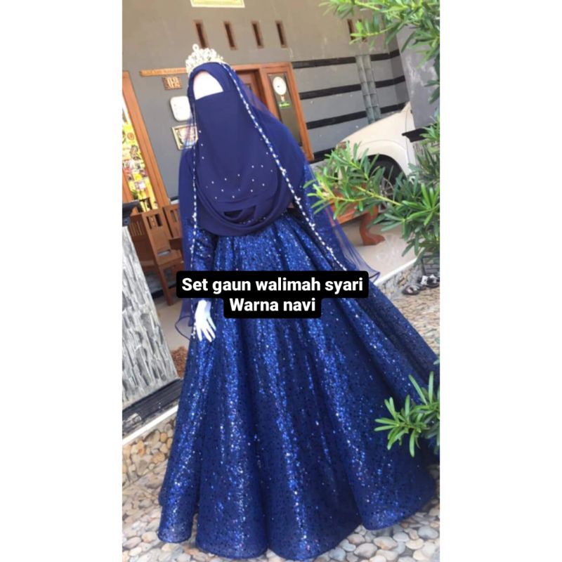 SET GAUN WALIMAH SYARI NAVI FULL PAYET SQUEEN