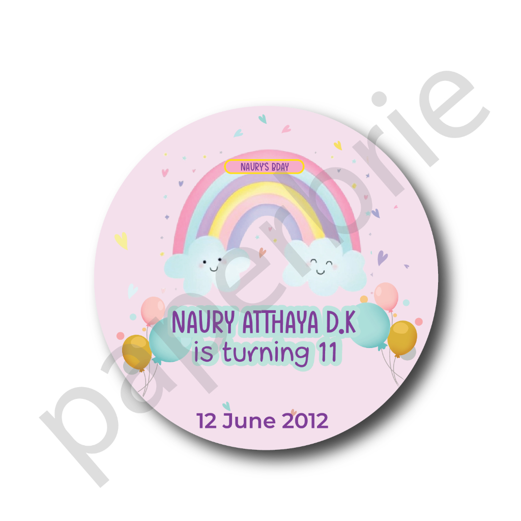 label stiker RAINBOW SOFT Ulang Tahun Anak - sticker birthday party stiker hampers sticker hamper stiker bingkisan ultah