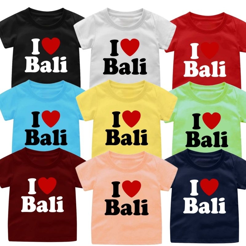 Baju kaos Anak usia 1-12Tahun Gambar I LOVE BALI