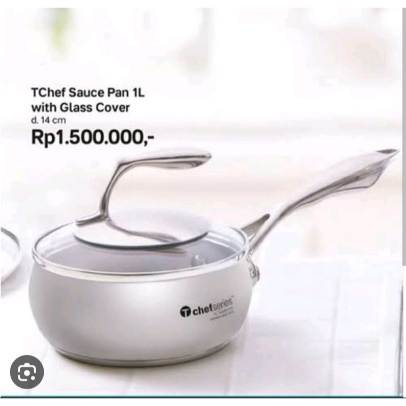 Tupperware Tchef Sauce Pan 1L with Tempered Glass Cover - Panci Penggorengan Premium Stainless Steel