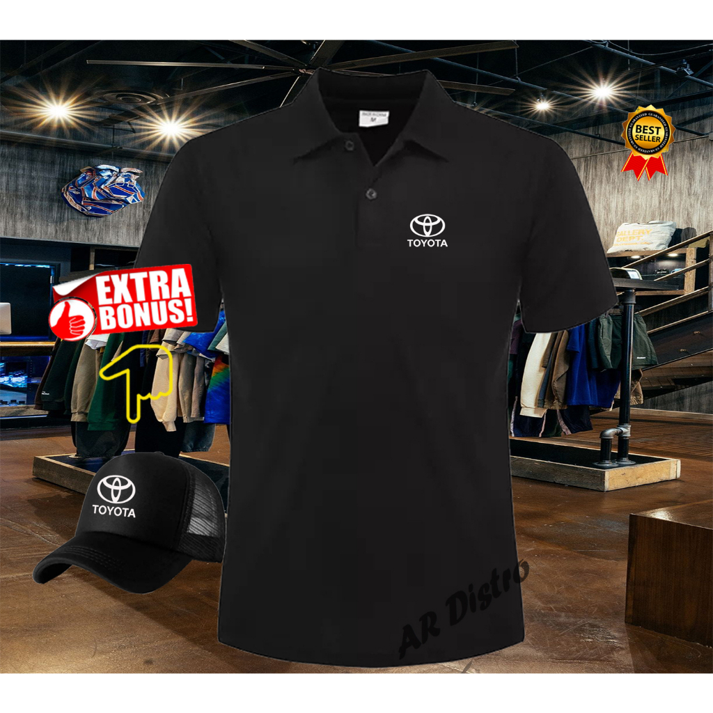 GRATISTOPI KAOS POLO SHIRT PRIA/WANITA KAOS POLO IMPORT POLO TOYOTA TEXT WHITE KAOS POLO ORIGINAL QU