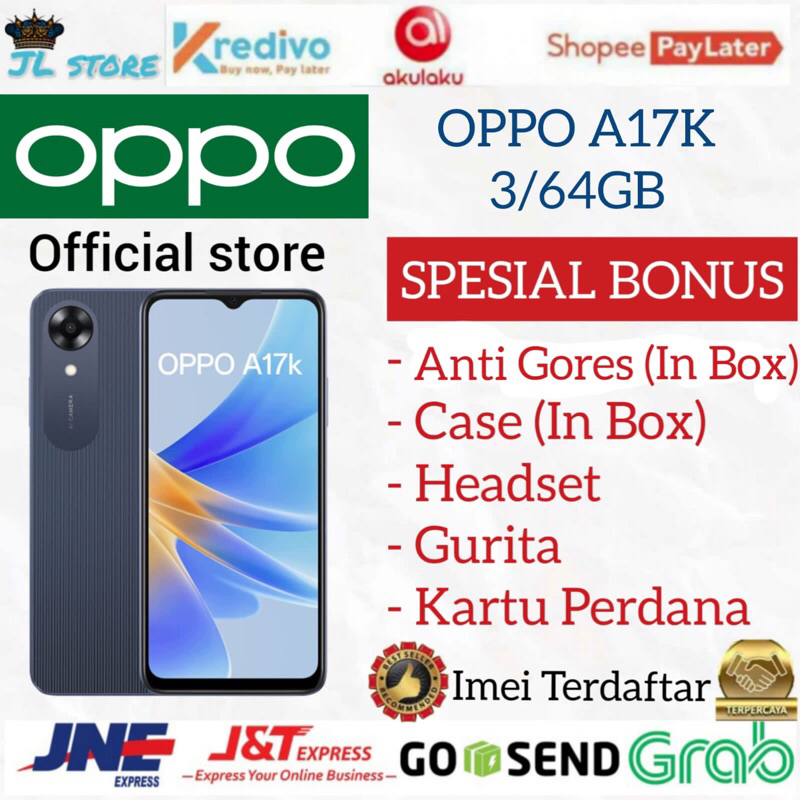 OPPO A17k 3GB+4GB/64GB 3/64GB GARANSI RESMI OPPO INDONESIA