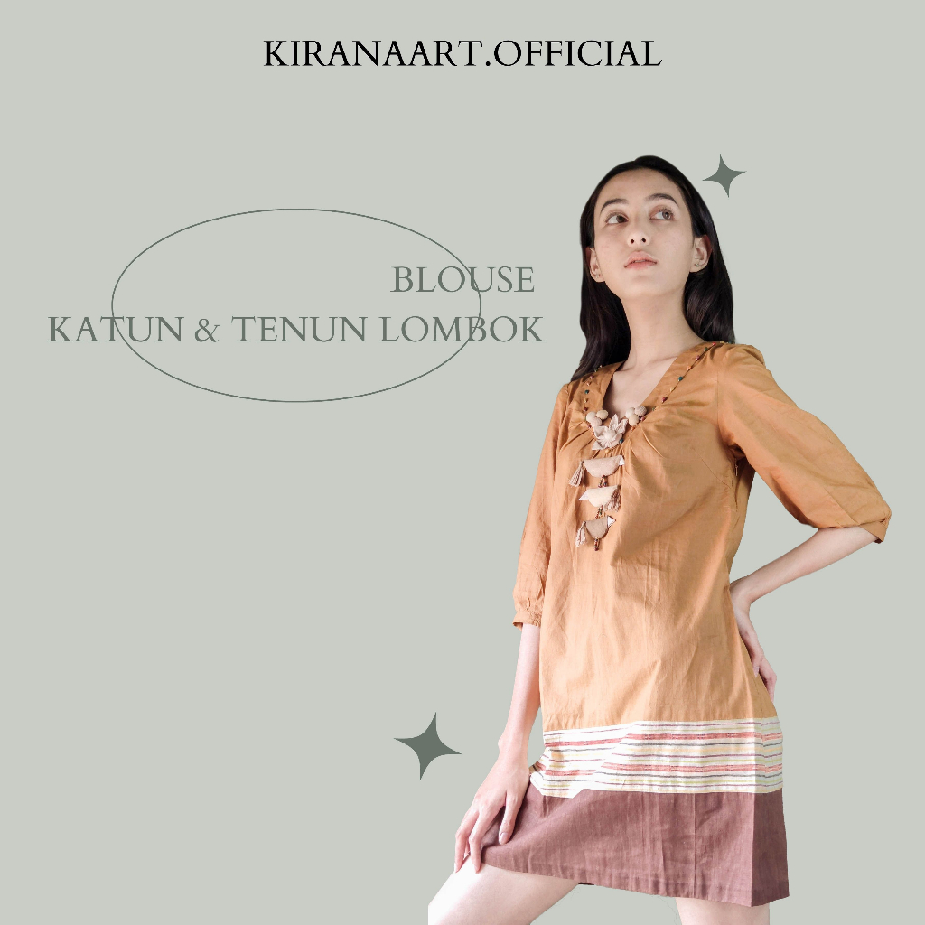 Tiramisu Blouse Katun Jepang & Tenun Lombok Wanita