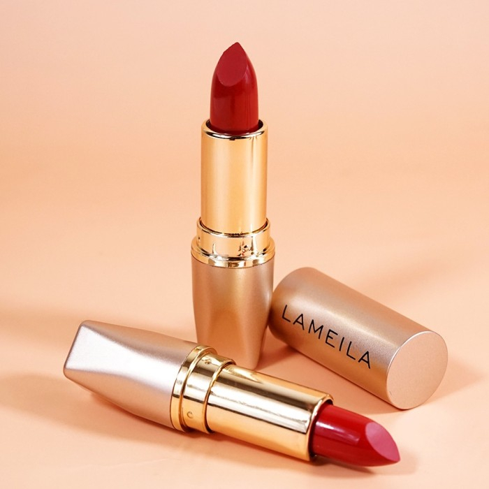 LS Lameila 2003 Lipstick Matte Gold Stick Tahan lama Anti Air 6 Warna Lipstik Melembabkan Bibir