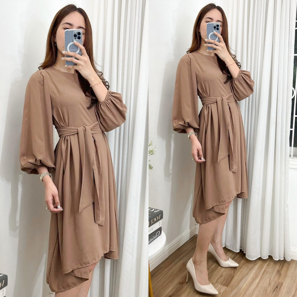 SHEVIA DRESS GAMIS MIDI DRES WANITA MUSLIMAH AIRFLOW CRINCKLE CRINCLE TERMURAH BTCSOLO