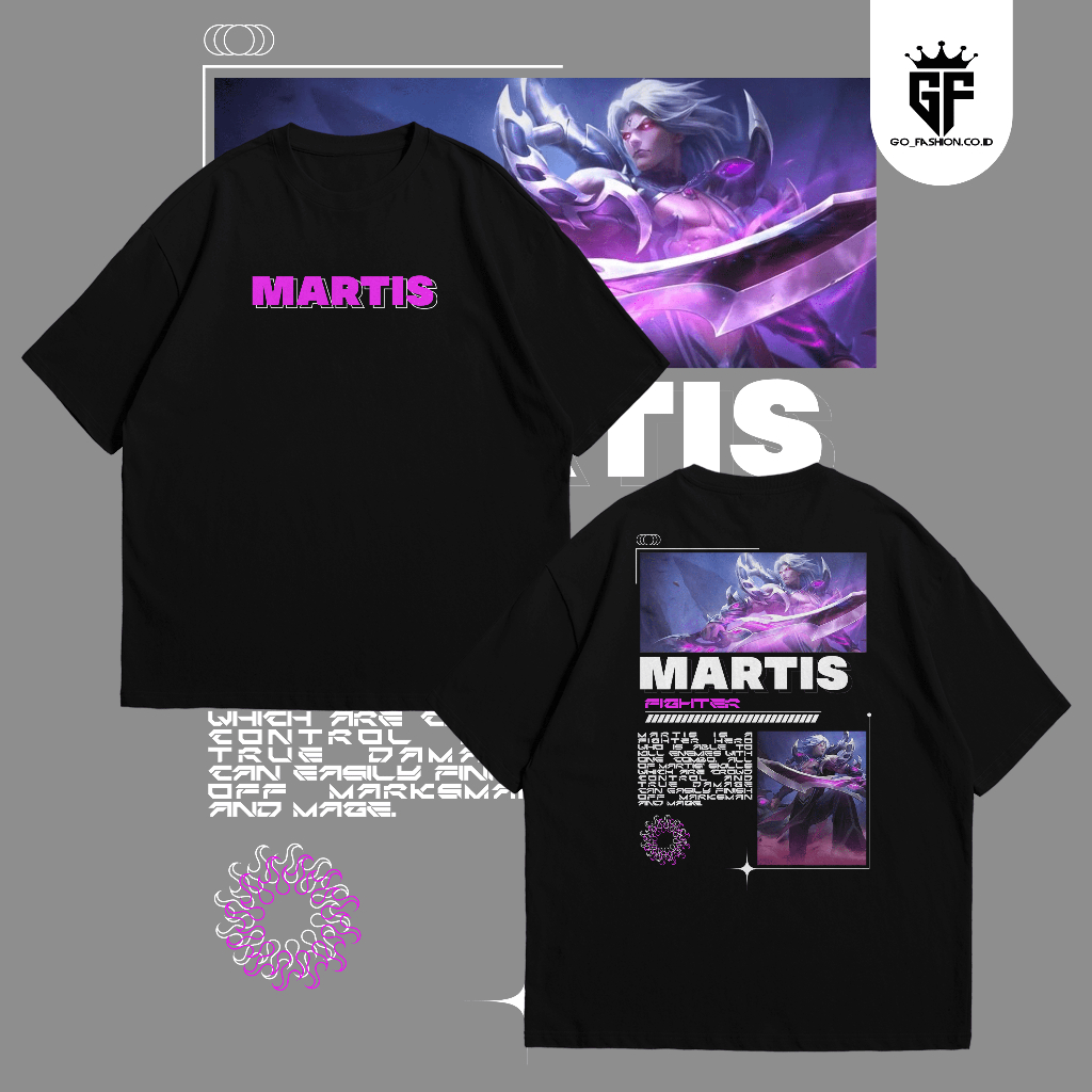 Kaos T-shirt Game Mobile Legend Hero MARTIS FIGHTER Baju MLBB Distro Atasan Pria Wanita Premium