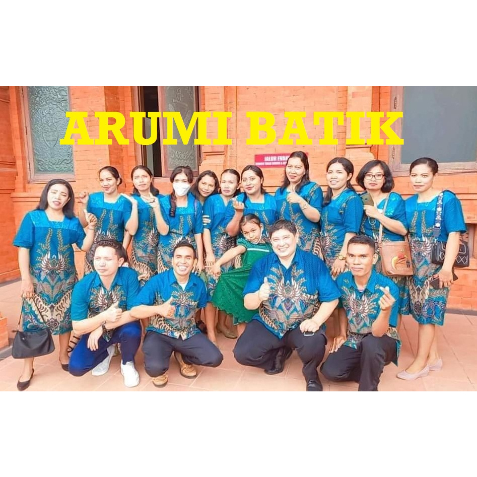 Seragam Batik Sarimbit Pria Wanita Dress Brokat Tosca Gold Maroon Biru