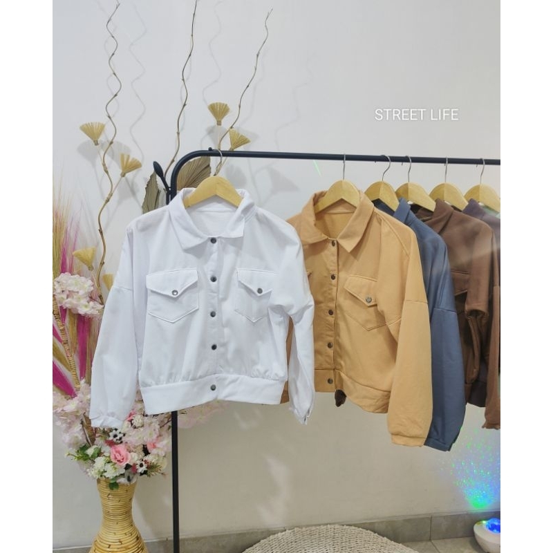 Jaket wanita kekinian / Olin BUTTON BAHAN TEBAL