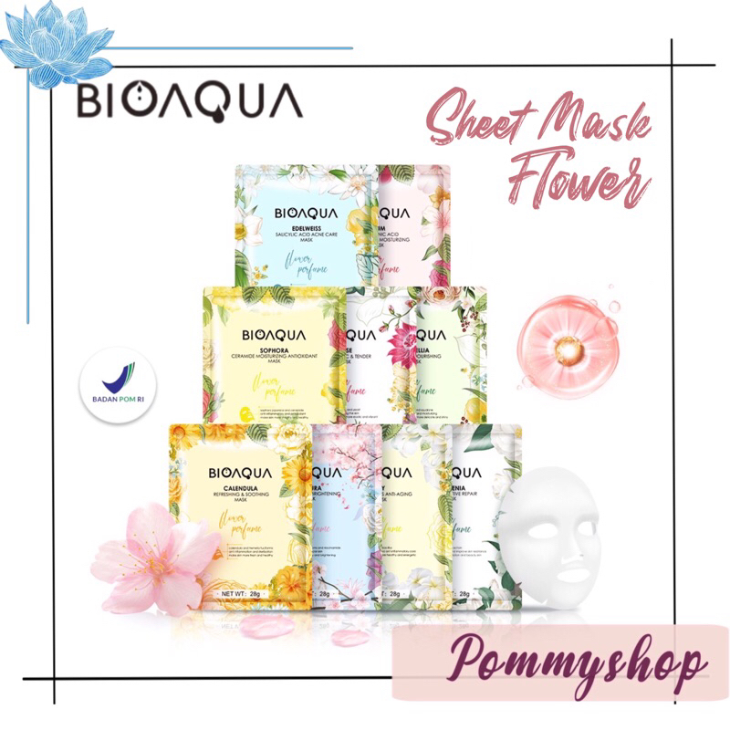 Bioaqua Sheet Mask Flowers Series &amp; Sheet Mask 10X The Effect / Masker Wajah