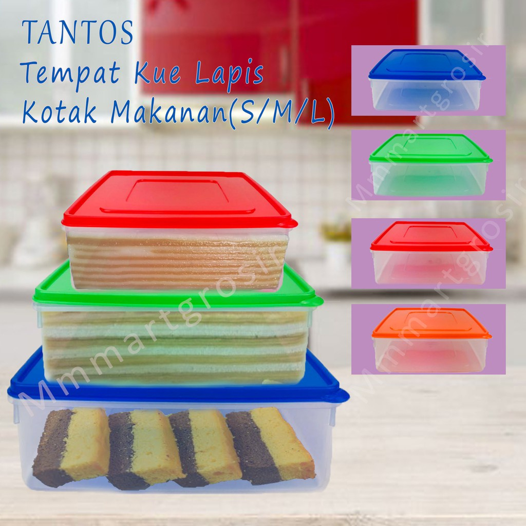 TANTOS - Kotak Plastik Tempat Kue Lapis / Kotak Box Tempat Penyimpanan Makanan / Tempat Kue Kotak Pe