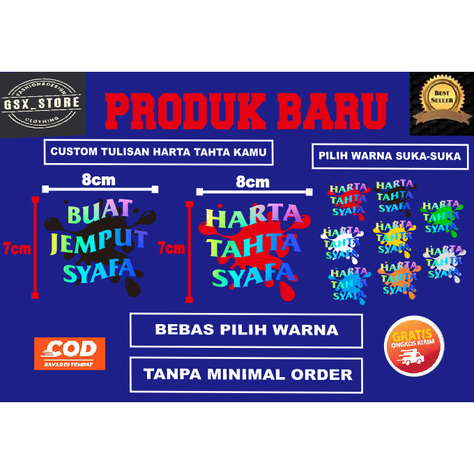 

TERLARIS DAN TERMURAH CUTTING STIKER HOLOGRAM HARTA TAHTA LIST STIKER BERCAK BISA CUSTOM NAMA BEBAS REQUEST SUKA-SUKA