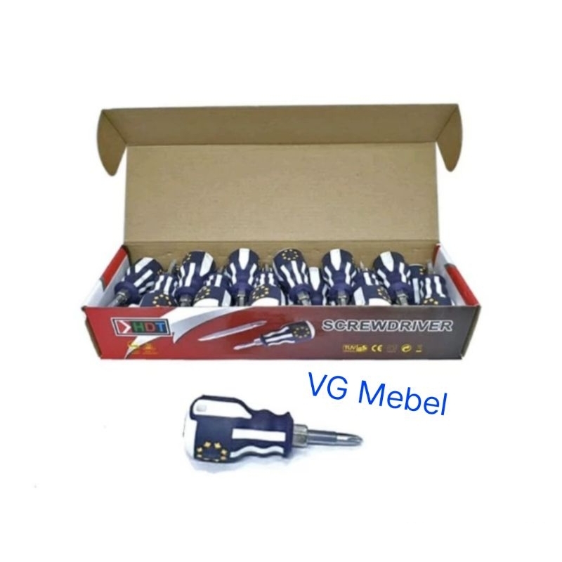 Obeng Cebol Magnit Min Plus / Obeng Magnet Pendek Bolak Balik +/-