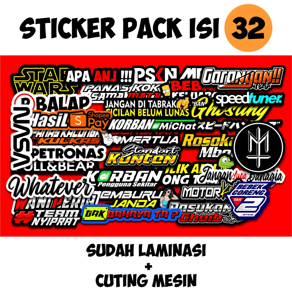 32 PCS STICKER RANDOM RACING DAN KATA KATA VIRAL