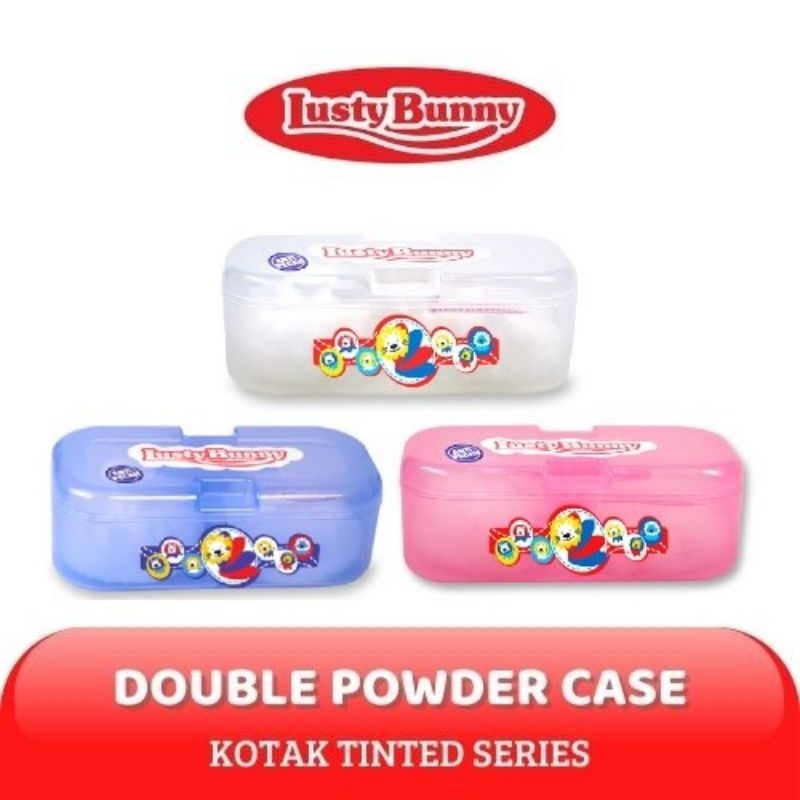 Lusty Bunny All In ONE Powder Case Anti Pecah Singel TB1612 - Double Case TB1600 TB1526 - Lustybunny Tempat Bedak Bayi - Lusty Buny Wadah Bedak Powder Bayi Dua Sekat Dua Sisi TB-1600 TB-1612