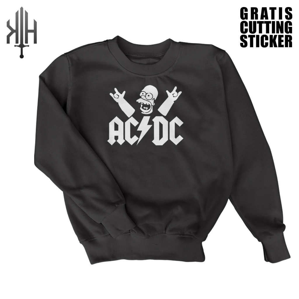 Crewneck Sweater ACDC The Simpsons-Crewneck Pria-Sweater Wanita