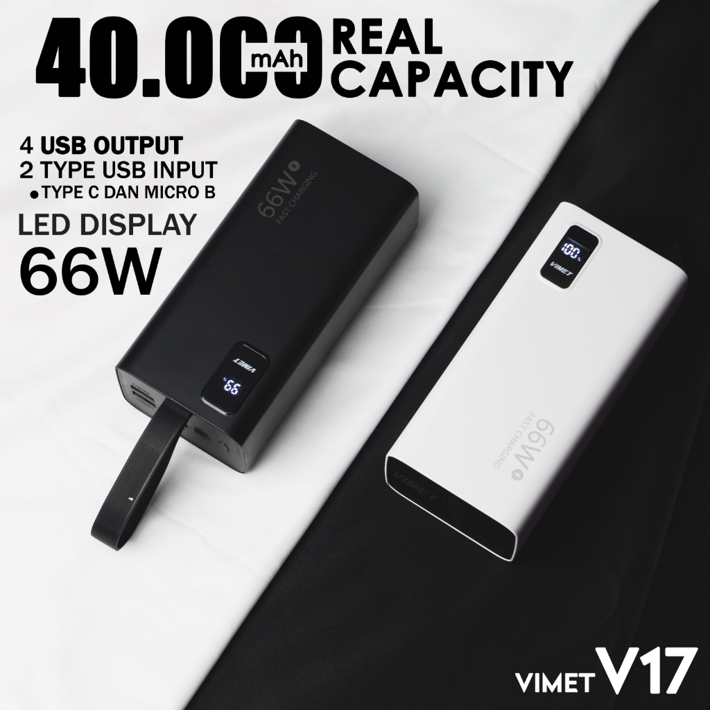 V17 Powerbank Super Jumbo 66 WATT Original 40000 mAH FAST Charging