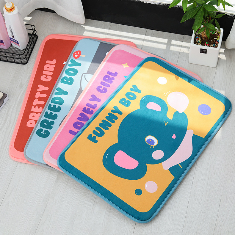 Keset tebal karakter / bulu dapur kamar mandi tidur Super Halus Premium Super Absorbent Non-Slip 40 x 60 Gray Abu Abu pink blue warna gelap terang anti slip