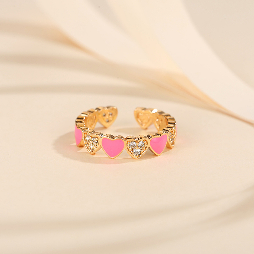 Y035 [COD✔] Cincin Titanium Hati Adjustable Dalam Tiga Warna Untuk Wanita Anti Luntur