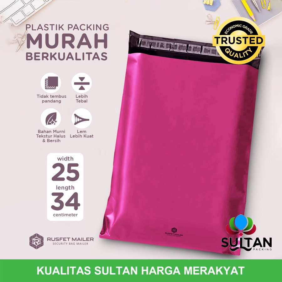 

Plastik Polymailer Pack LOW COST Amplop Polimailer PINK Rusfet 25x35cm