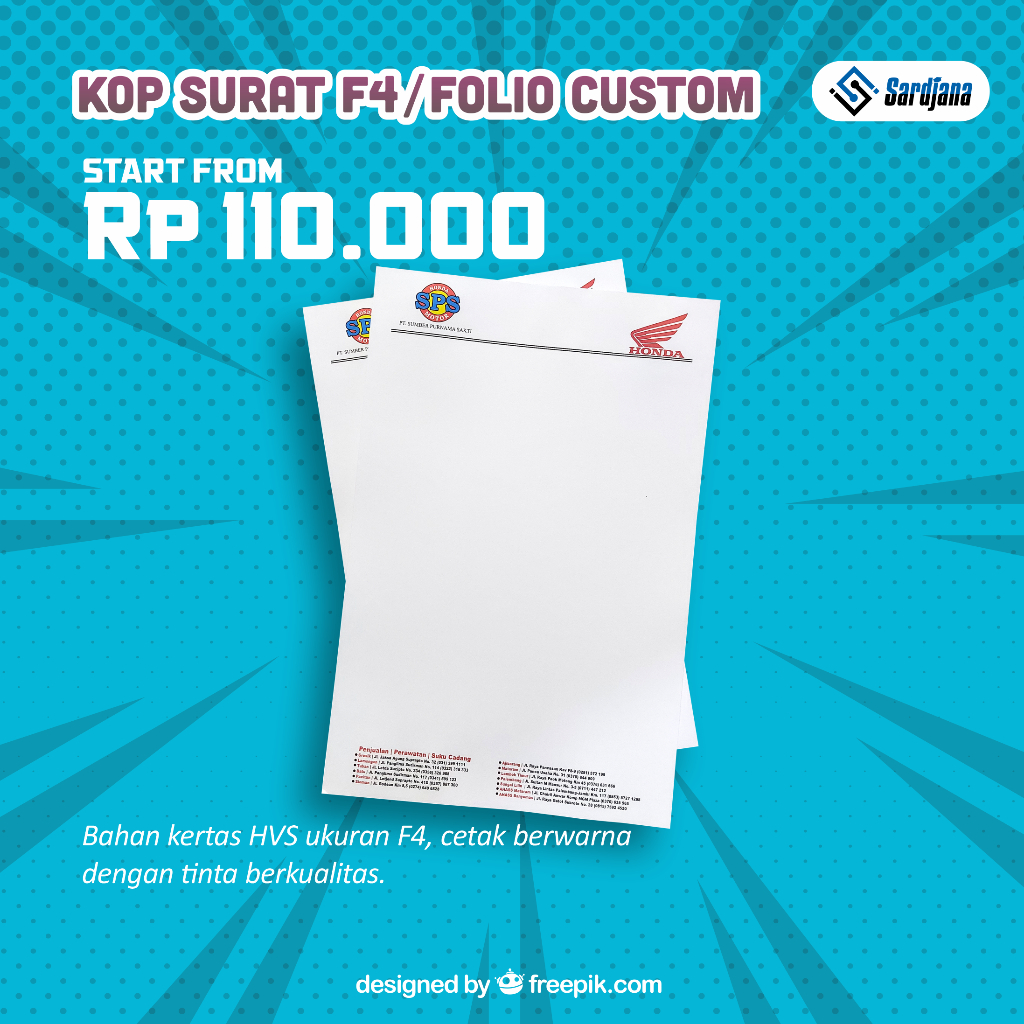 

Kop Surat Custom Full Color F4 / Folio