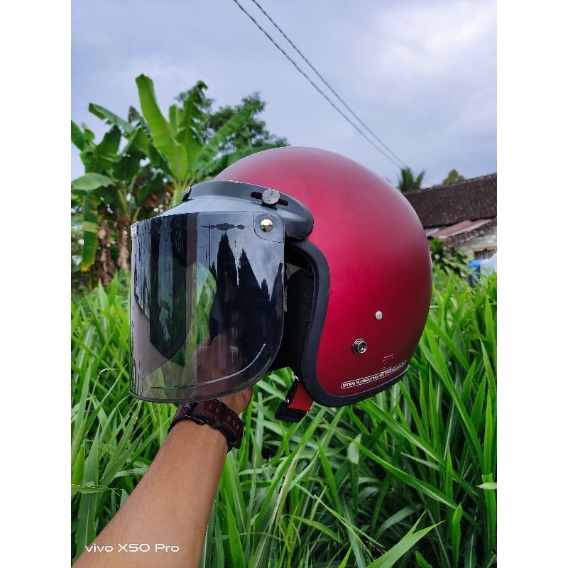 HELM BOGO CLASSIC KACA DATAR PRIA WANITA DEWASA