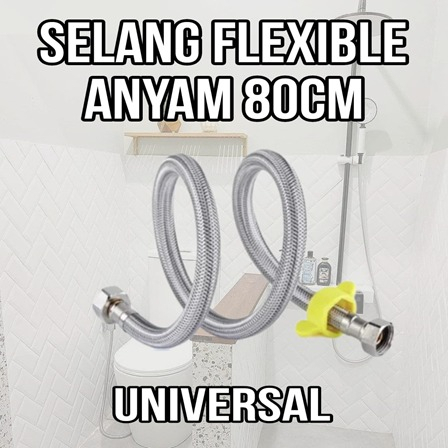 Selang Stainless Flexible Hose Bidet Jet Shower Toilet Wastafel 80cm Fleksibel Stop Kran Anyam Kloset Closet Panas Dingin 80 cm