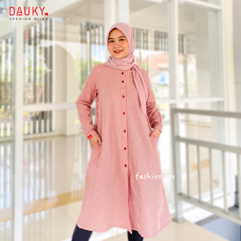 DAUKY L TUNIC BASIC STRIPE LONG TUNIK PANJANG DISKON