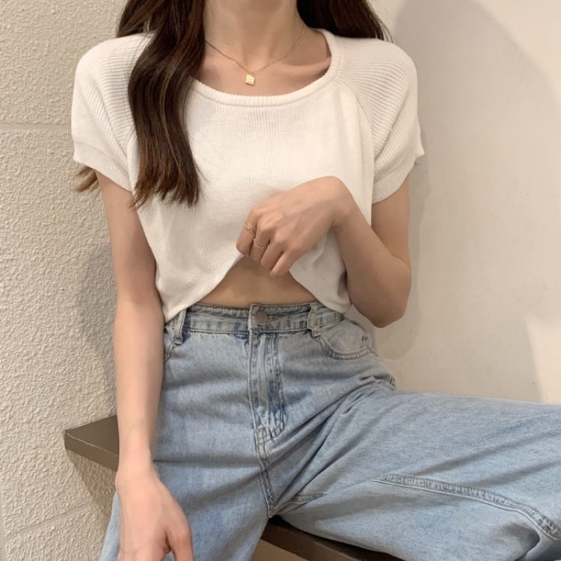 GSC - Low Crop Oneck RIB / Atasan Crop Top Wanita Korean Style