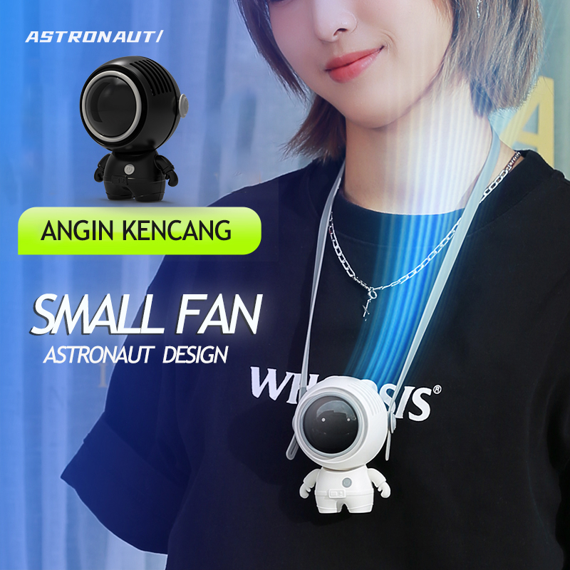 USB Kipas Angin Leher 4in1 Baju Astronot Gantung Mini fan Bladeless Fans Portable Mini Ac Outdoor Sprot Untuk Pelajar Perempuan Mini Astronaut Leafless Halterneck Fan