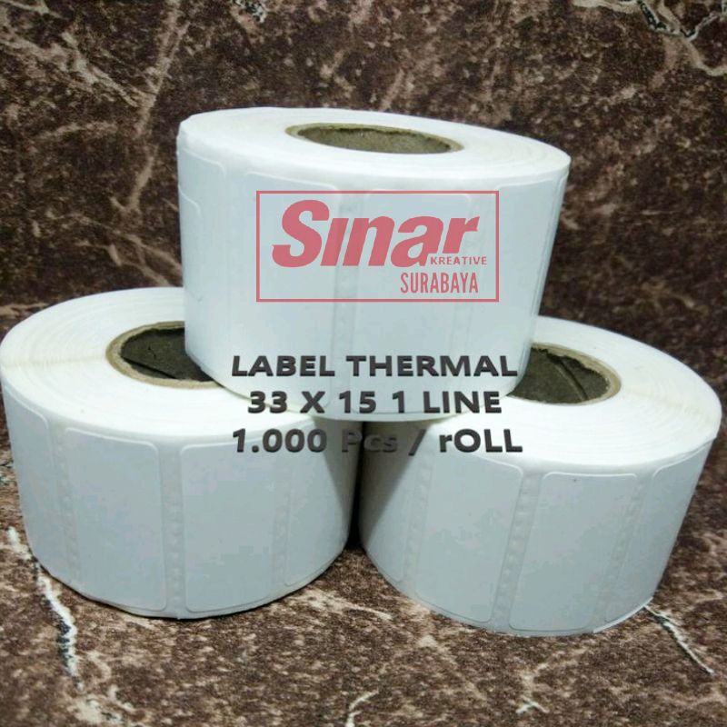 

LABEL BARCODE STICKER THERMAL 33X15 MM ISI 1000 (1 LINE)