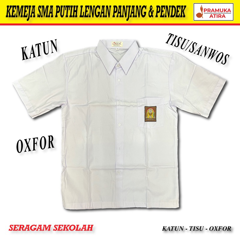 Kemeja / Baju Putih SMA Anak - Lengan Pendek &amp; Panjang