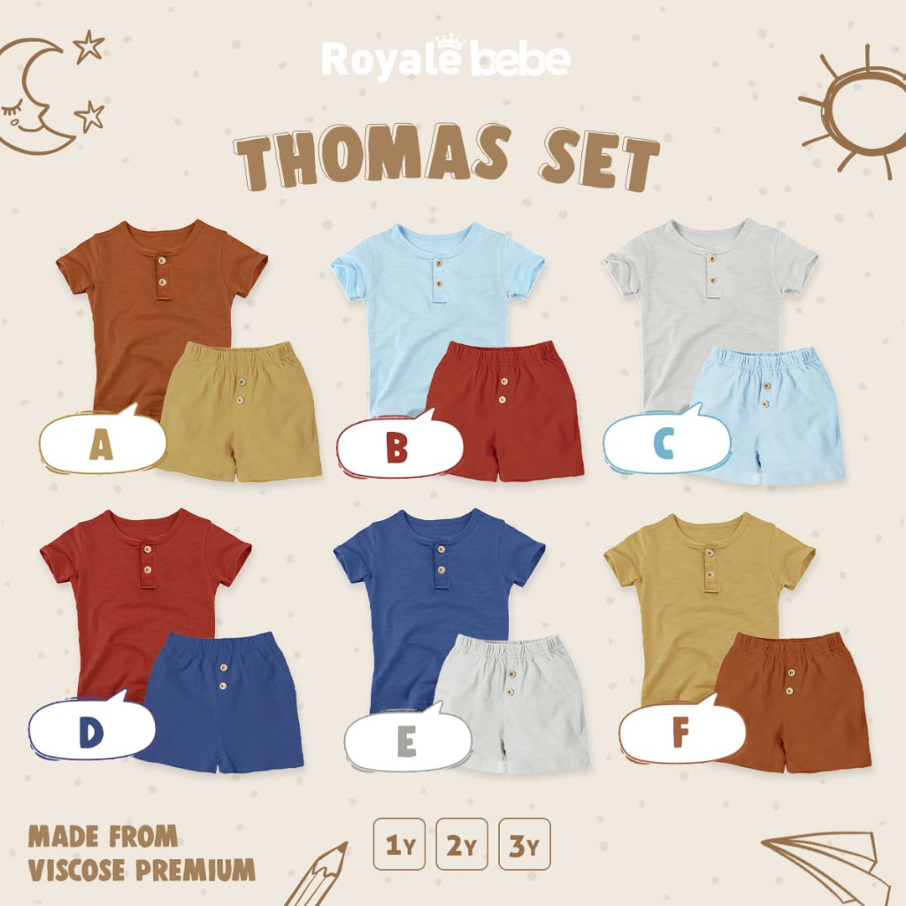 ROYALE BEBE THOMAS SET SETELAN BAJU ANAK LAKI-LAKI MODEL KANCING BAJU ANAK FASHION ANAK LAKI-LAKI 1-3 TAHUN