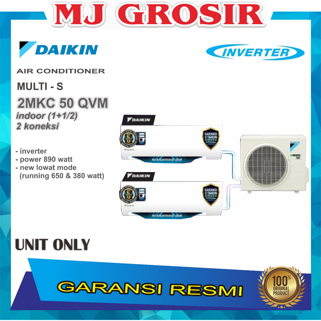 AC DAIKIN MULTI S 2 Koneksi 2MKC50QVM (1PK + 1/2PK)/(25+15)