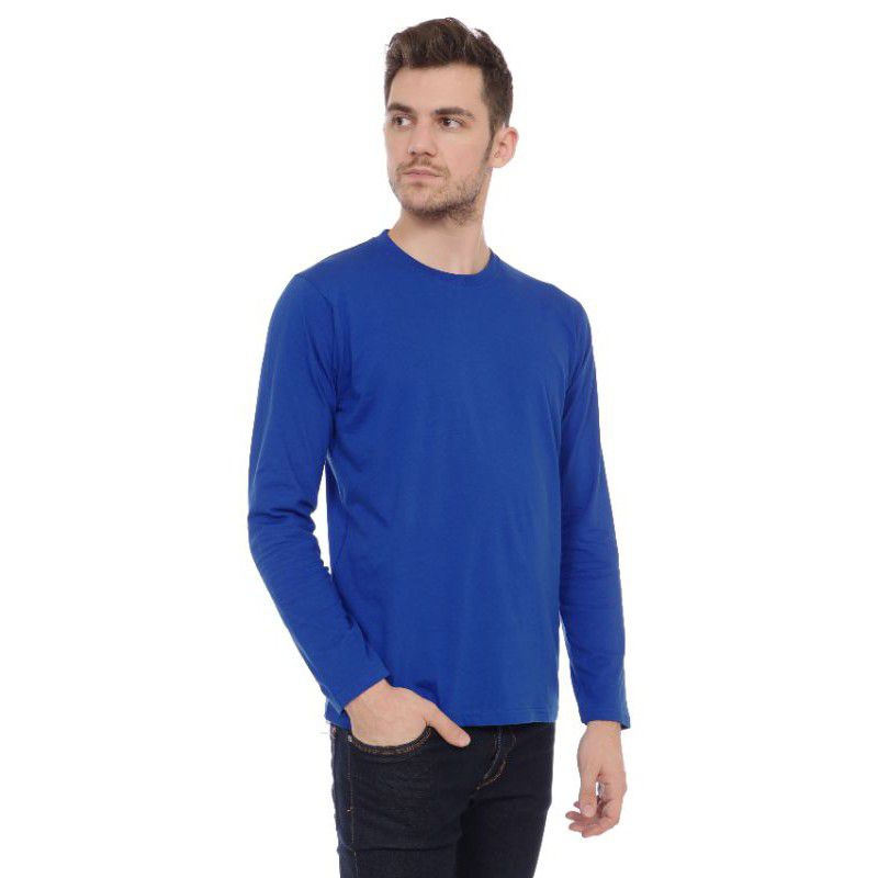 Kaos Polos Biru Benhur/Bca Lengan Panjang Leher O-Neck Cotton Tc 30s