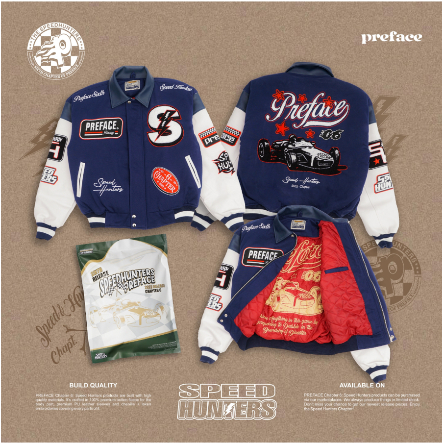 Preface Blue Hunters Zipper Varsity Jacket